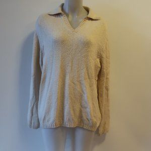 WOMENS AIDA BARNI CREAM COLLARED PULLOVER SWEATER S *